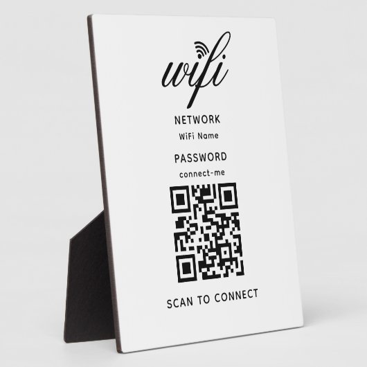 QR Code Wifi Internet Wachtwoord Witte Plaque Fotoplaat (Zijkant)