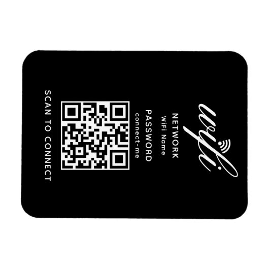 QR Code Wifi Internet Wachtwoord Zwart Flexibel Magneet (Horizontaal)