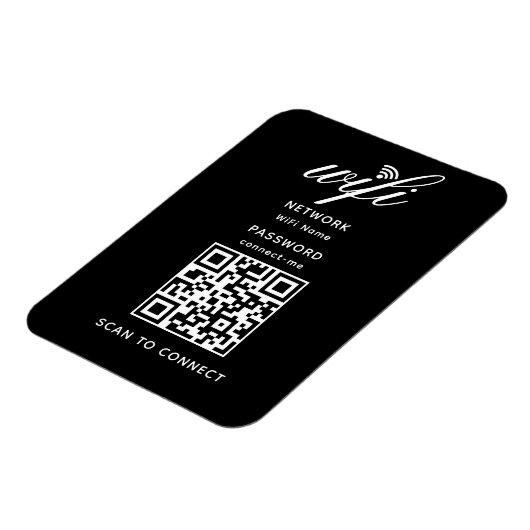 QR Code Wifi Internet Wachtwoord Zwart Flexibel Magneet (Linkerzijde)