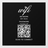QR-code Wifi Internet Wachtwoord Zwart Raamsticker (Vel)