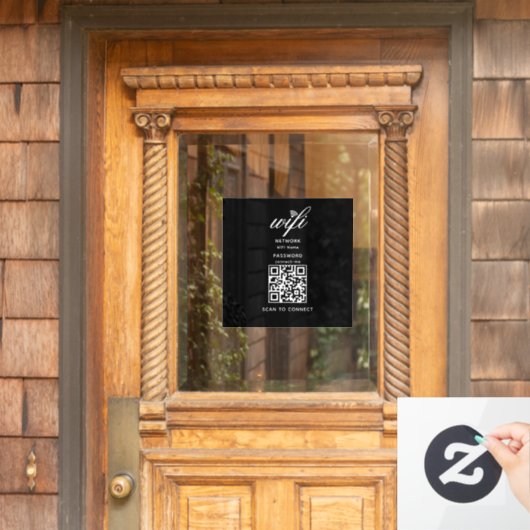 QR-code Wifi Internet Wachtwoord Zwart Raamsticker (Huis Deur)