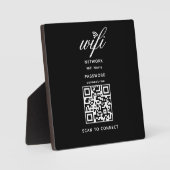 QR Code Wifi Mot de passe Internet Noir Plaque (Recto)