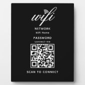 QR Code Wifi Mot de passe Internet Noir Plaque (Devant)