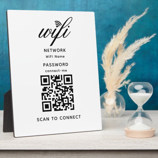QR Code Wifi Mot de passe Internet Plaque blanche (Côté)