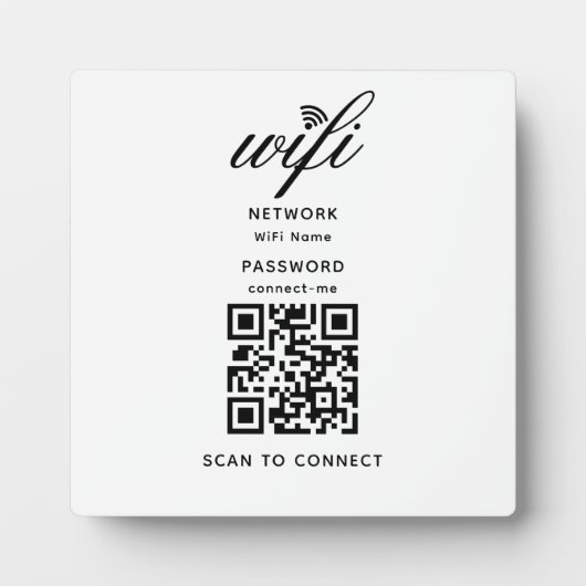 QR Code Wifi Mot de passe Internet Plaque blanche (Devant)