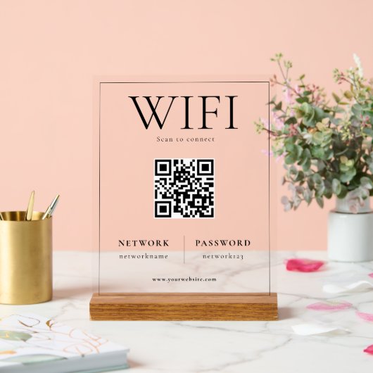QR-code WIFI-netwerk Scannen om verbinding te make Acryl Bord (Huwelijk)
