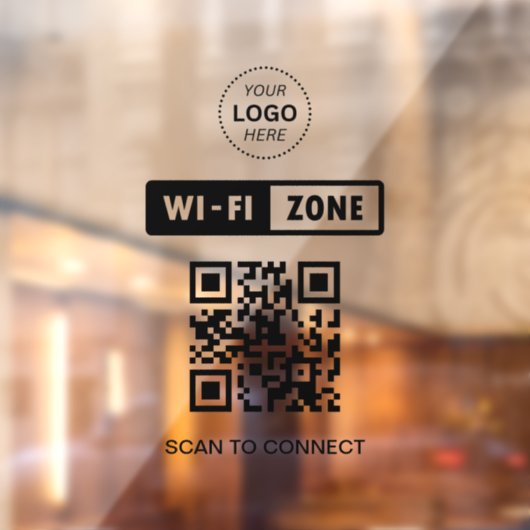 QR-code Wifi Zakelijk Logo Scan om te verbinden Raamsticker (Vel 2)