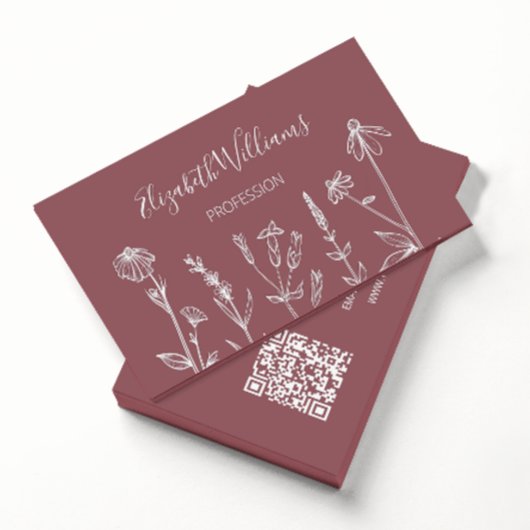 QR-code Wildbloemen Stusty Roos Mauve Visitekaartje