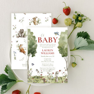 QR Code Wilde Aardbei Oh Baby Shower Kaart