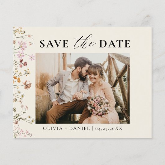 QR Code Wildflower Bewaar de trouwdatum (Voorkant)