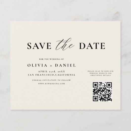 QR Code Wildflower Bewaar de trouwdatum (Achterkant)