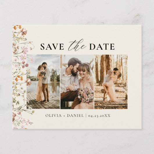 QR Code Wildflower Bewaar de trouwdatum Flyer (Voorkant)