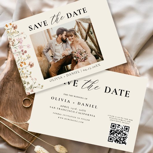 QR Code Wildflower Bloemen Huwelijk Save The Date