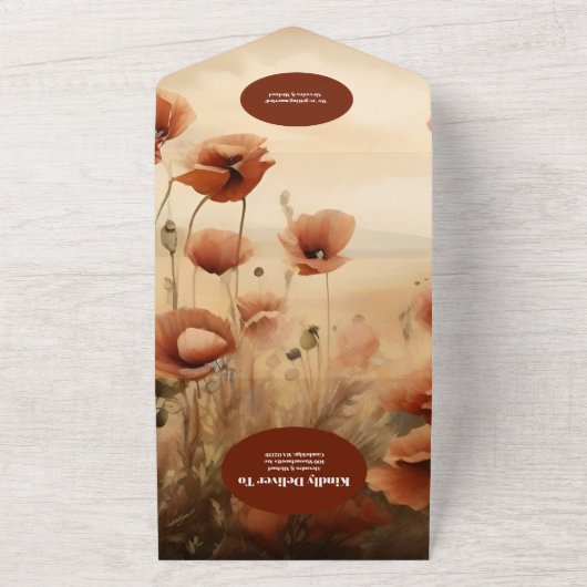 QR Code Wildflower Bruiloft Rustieke Bloemen All In One Uitnodiging (Buitenkant)