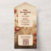 QR Code Wildflower Bruiloft Rustieke Bloemen All In One Uitnodiging (Binnen)