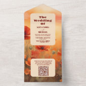 QR Code Wildflower papaver minimalistische moderne All In One Uitnodiging (Binnen)