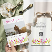QR Code Wildflower Wedding Bloemen Script Spring Bedankkaart