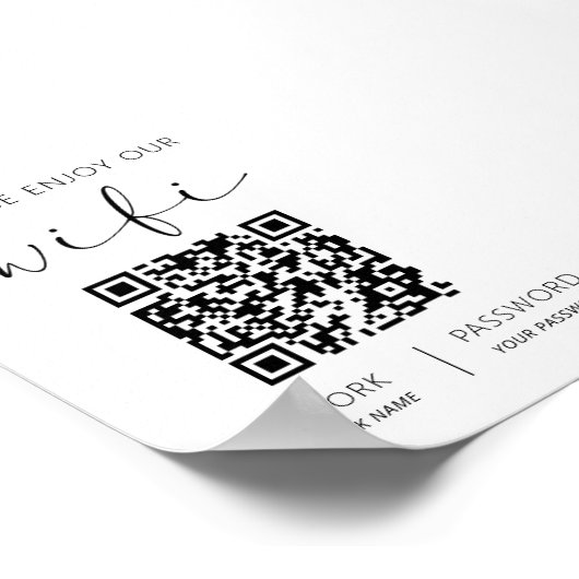 QR Code Wit Gelieve te genieten van onze WiFi Poster (Hoek)