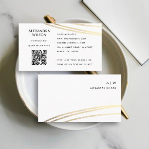 QR Code Wit Gouden Handtekening Eenvoudige Profess Visitekaartje