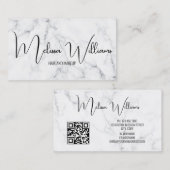 QR-code wit marmer Visitekaartje (Voorkant / Achterkant)