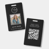 QR-code Wit Zwart Eigen Logo Personeels-ID Badge (Voor- en achterkant)