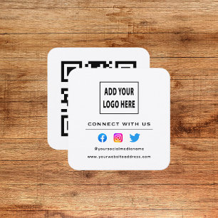 QR Code Wit Zwart Volg Scannen om contact met ons Vierkante Visitekaartje