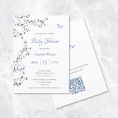 QR-code | Witte kersenbloesem Baby shower Kaart