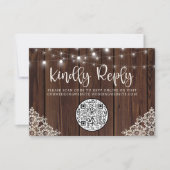 QR Code Wood String Lights Lace Weddenschap RSVP (Voorkant)