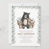 QR Code Woodland Forest Animals Baby shower Kaart (Voorkant)