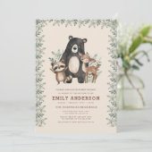 QR Code Woodland Forest Animals Baby shower Kaart (Staand voorkant)