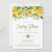 QR Code Yellow Sage Floral Couples Shower Kaart (Voorkant)