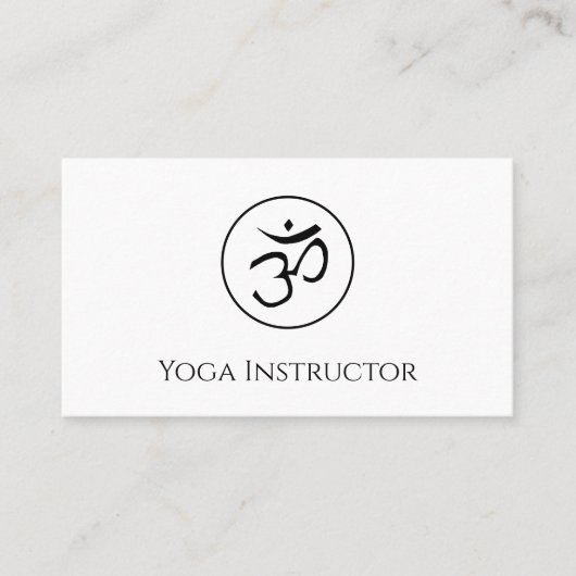 QR code Yoga Instructeur OM Symbool Zwart Wit Visitekaartje (Voorkant)
