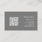 QR-code Yoga Instructor Abstract Grijs Visitekaartje (Achterkant)