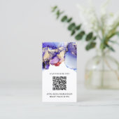 *~* QR CODE Yummy Denim Blue Gold Gilded Visitekaartje (Staand voorkant)