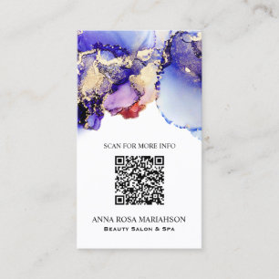 *~* QR CODE Yummy Violet Blue Gilded AP29 Visitekaartje