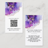 *~* QR CODE Yummy Violet Blue Gilded AP29 Visitekaartje (Voorkant / Achterkant)
