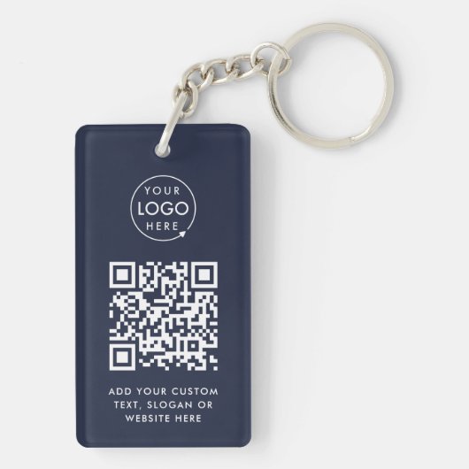QR-code | Zakelijk Logo blauw Sleutelhanger (achterkant)