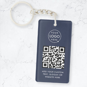 QR-code Zakelijk Logo blauw Sleutelhanger