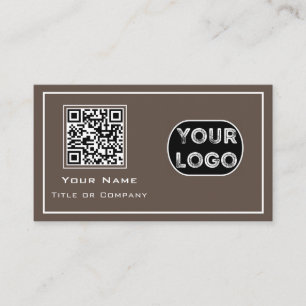 QR Code Zakelijk Logo Bruin Minimalistisch Visitekaartje