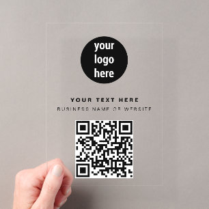 QR-code Zakelijk Logo Modern Minimalistisch Zwart Acryl Uitnodigingen
