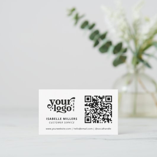 QR Code Zakelijk Logo Modern Professioneel Wit Visitekaartje (Staand voorkant)