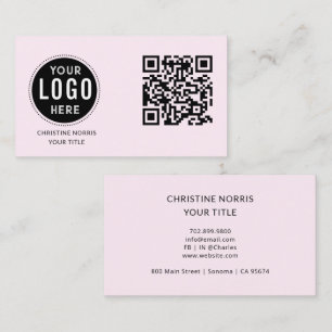 QR-code zakelijk logo   Moderne roze Visitekaartje