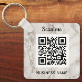 QR Code Zakelijk Logo Professioneel Marmer Sleutelhanger (Voorkant)