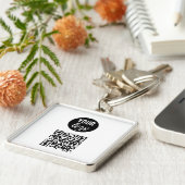 QR Code Zakelijk Logo Wit Minimalistisch Wit Sleutelhanger (Zijkant)