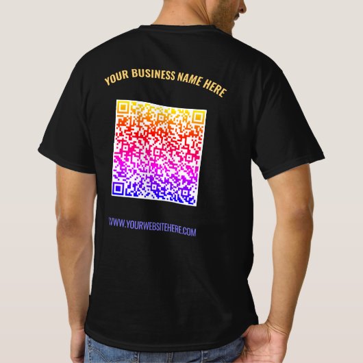 QR Code Zakelijk T-shirt Aangepaste tekst Kleuren  (Achterkant)