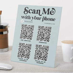 QR-code zakelijk teken, Moderne typografie scanbaa Reclamebord Met Voetstuk