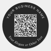 QR Code Zakelijk Zwart Ronde Sticker (Voorkant)