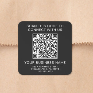 QR Code Zakelijk Zwart Vierkante Sticker