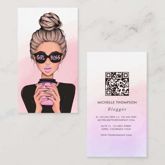 QR-code Zakelijke kaart voor de vrouwelijke baas Visitekaartje (Voorkant / Achterkant)