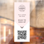 QR-code | Zakelijke Logo Blush roze finine Raamsticker (Vel 2)